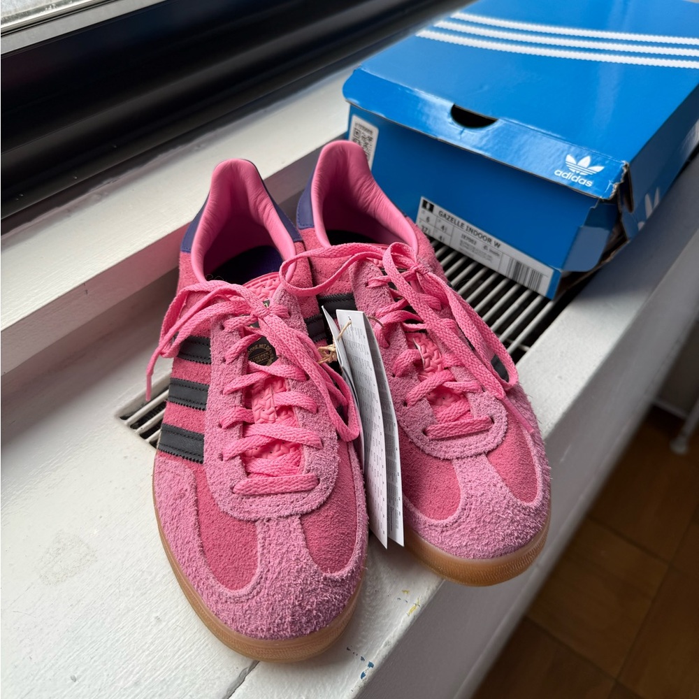 NEW with box Adidas Wmns Gazelle 'Bliss Pink Purple' size 6W - Picture 7 of 9